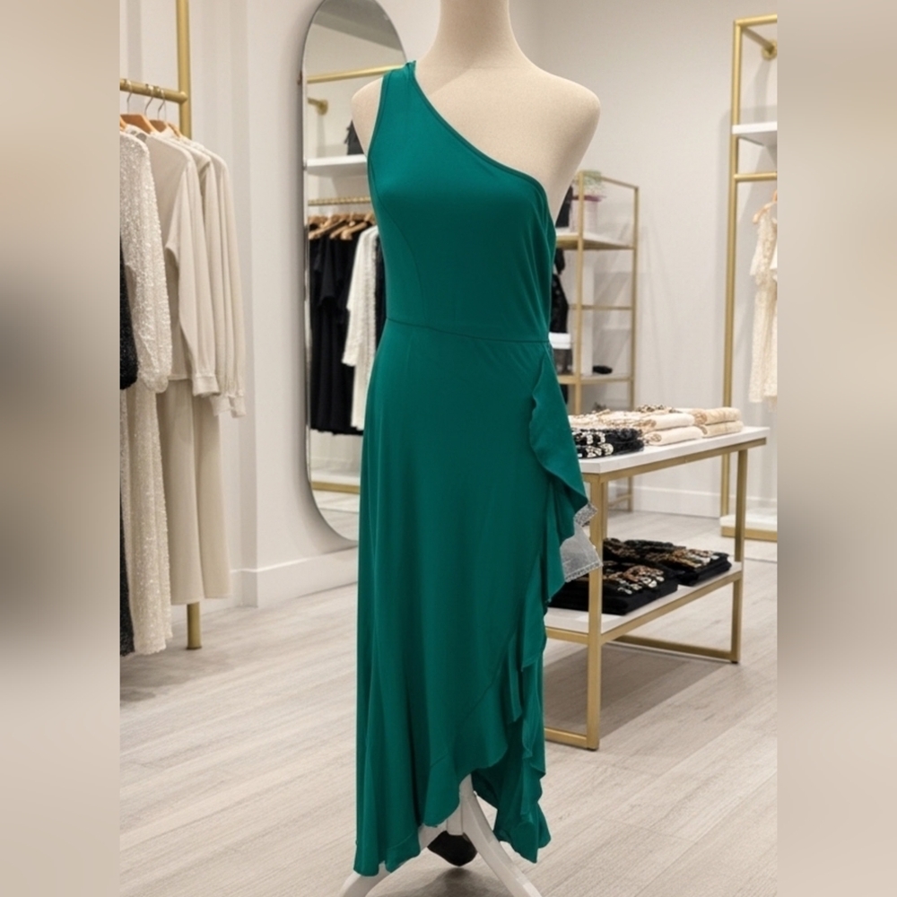 AnyBody Teal‎ One-Shoulder Dress